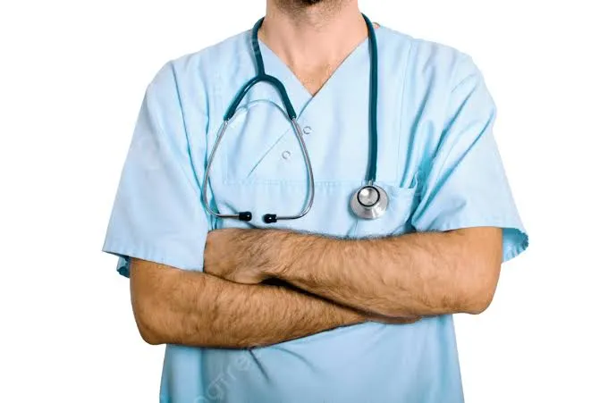 MBBS doctor in scrubs with a stethoscope, ready for consultation